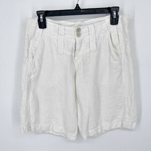 Johnny Was White Linen Y2K Lightweight Bermuda Shorts NEW Women Sz 6 / Small